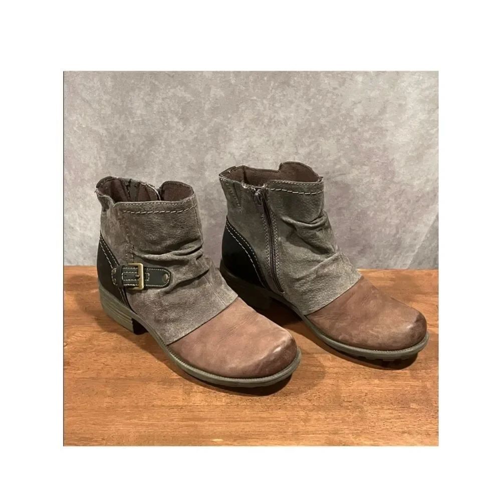 Earth Origins Phoenix Two-Tone Ankle Boots in Brown and Gray size 8.5